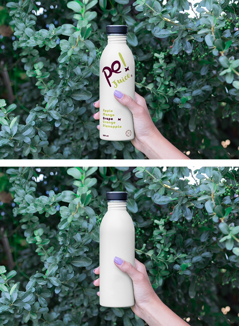 Hand Holding Bottle Mockup