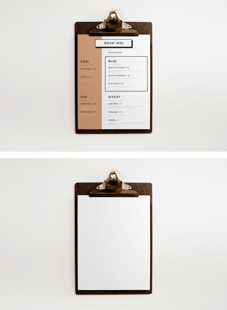 Clipboard Menu Mockup — Mr.Mockup Graphic Design Freebies