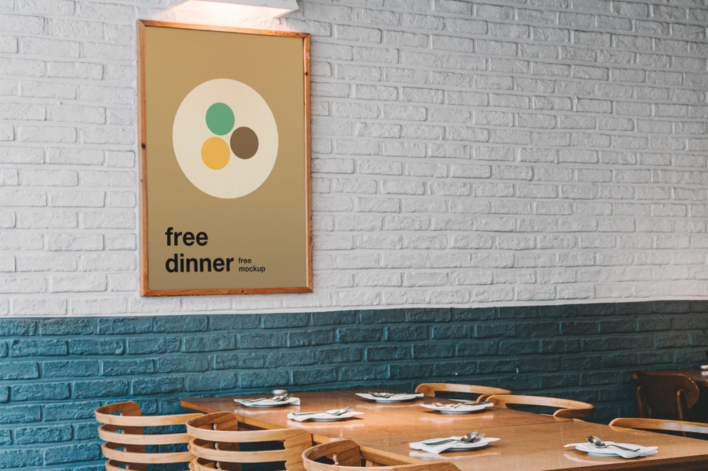 Poster in Restaurant Mockup