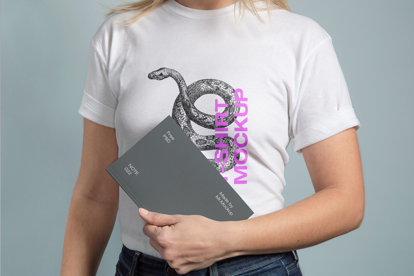 TShirt with Notebook Mockup — Mr.Mockup Graphic Design Freebies