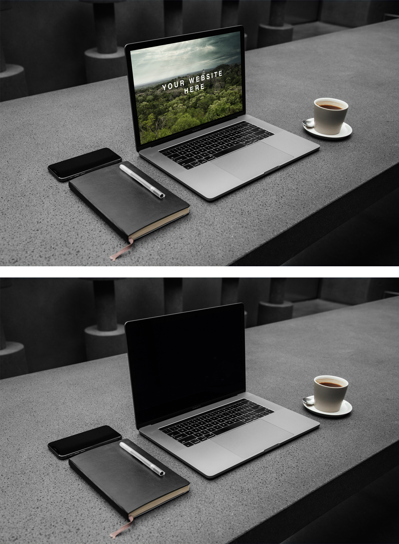 MacBook Pro Workspace PSD Mockup