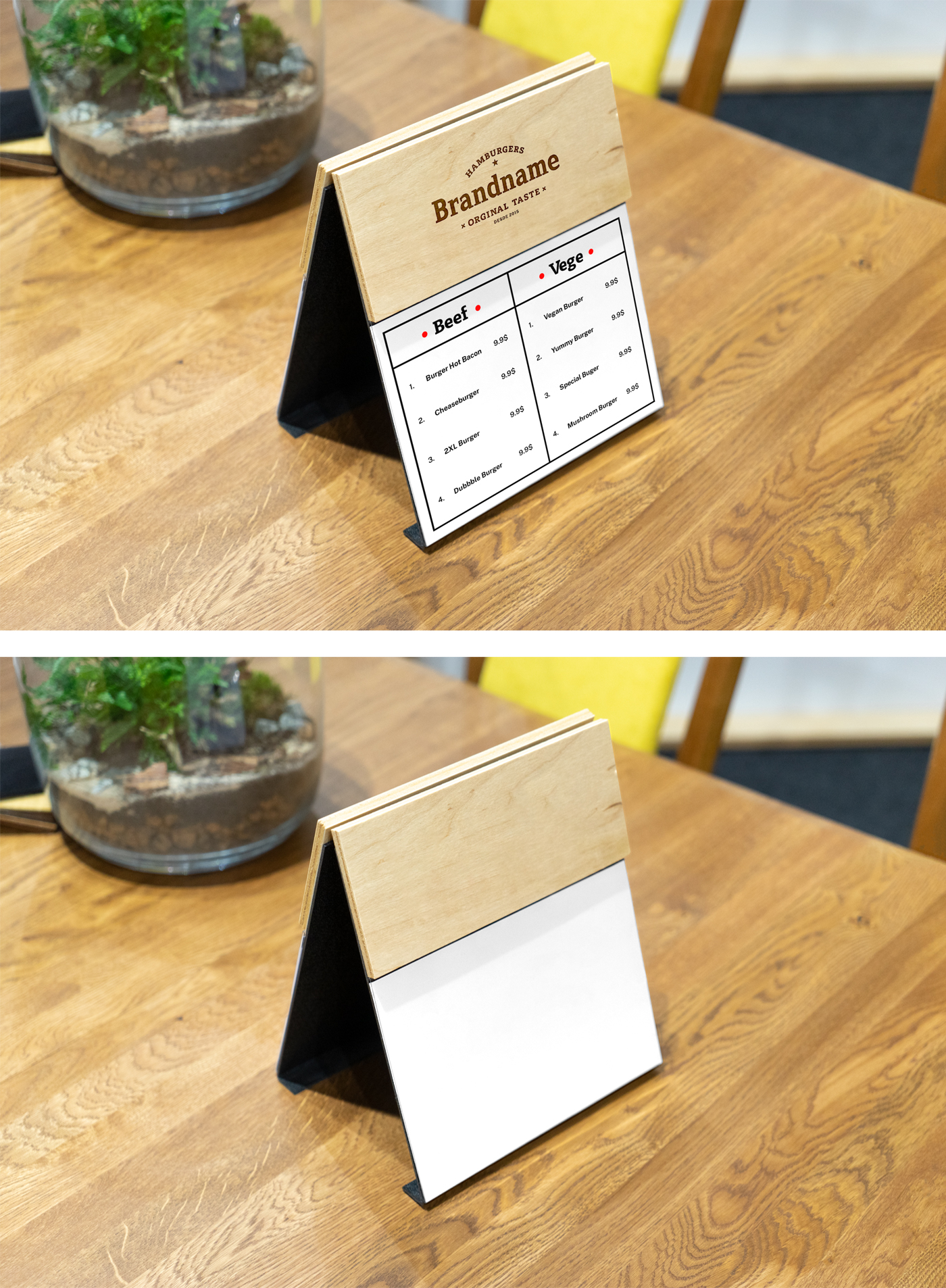 Wood Menu PSD Mockup