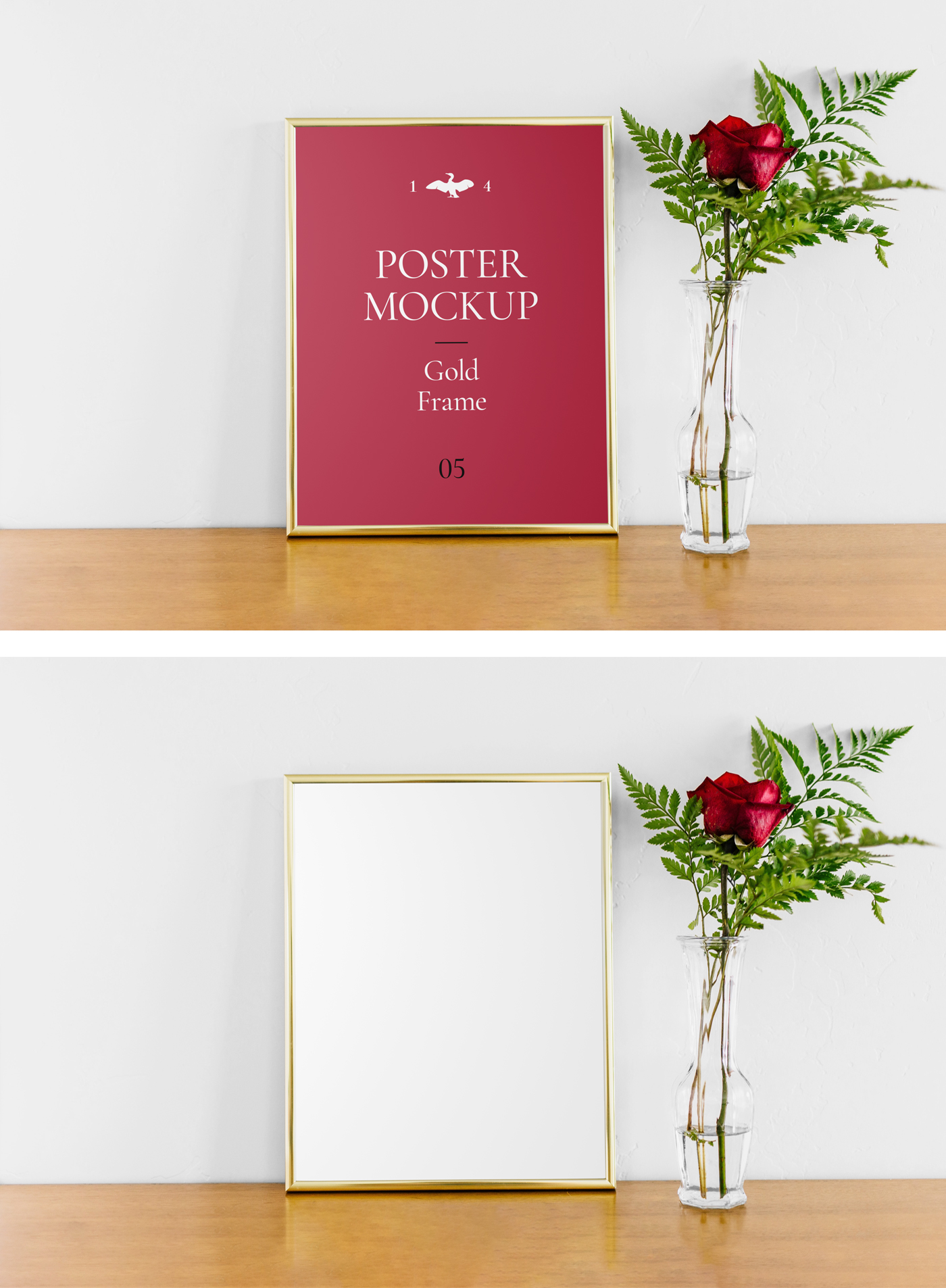 Poster with Gold Frame Mockup