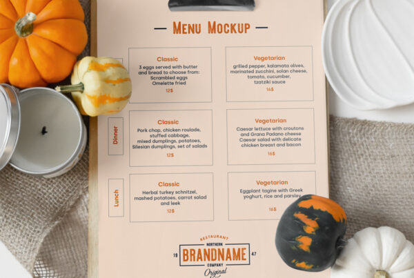Restaurant A4 Menu Mockup