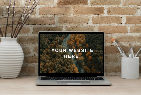 Realistic MacBook Workspace Mockup