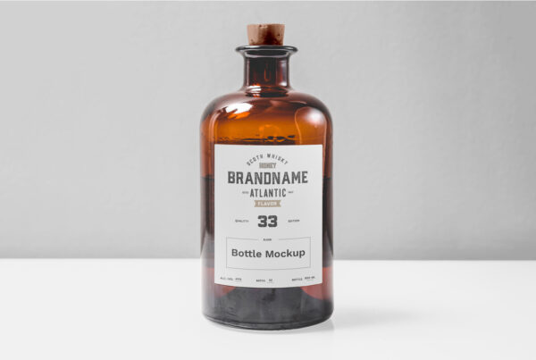 Transparent Glass Bottle Mockup