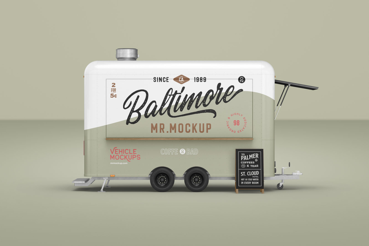 Food Truck Trailer Mockup VEM