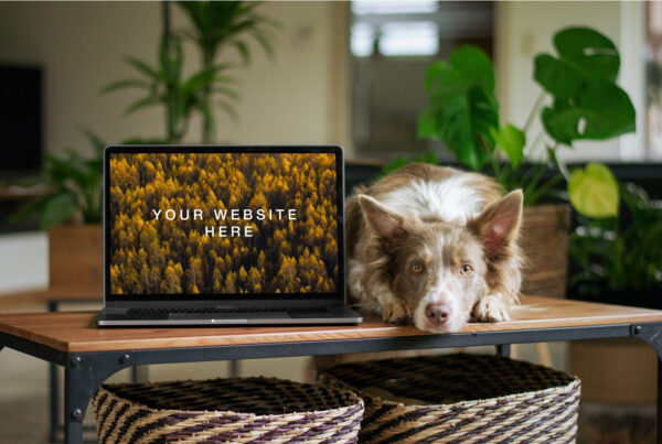 MacBook with Dog Mockup