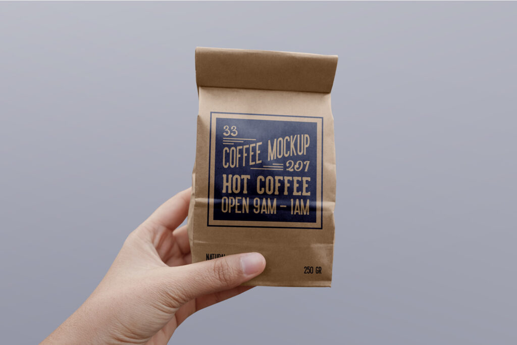 Paper Coffee Bag PSD Mockup