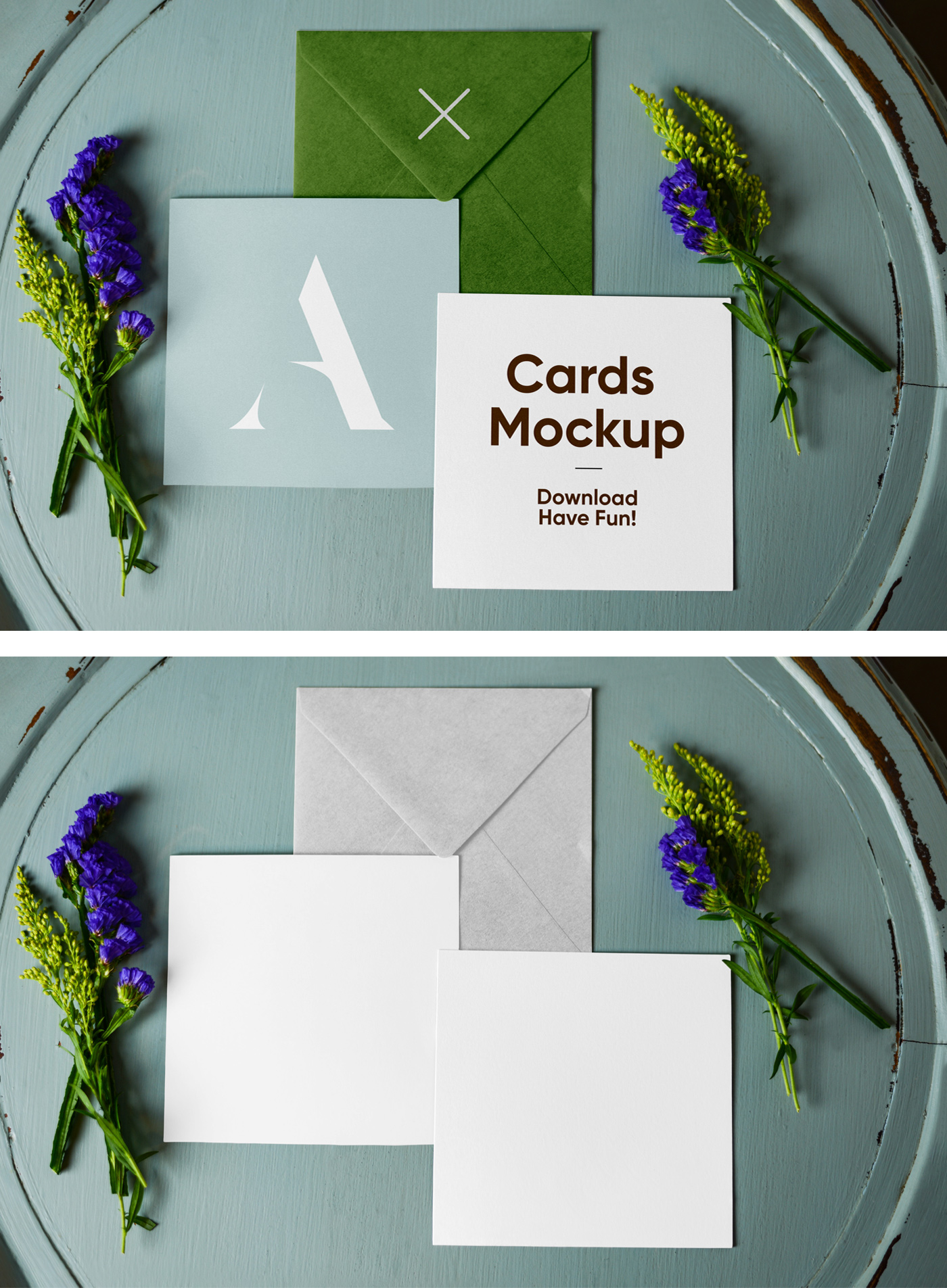 Envelope with Cards Mockup