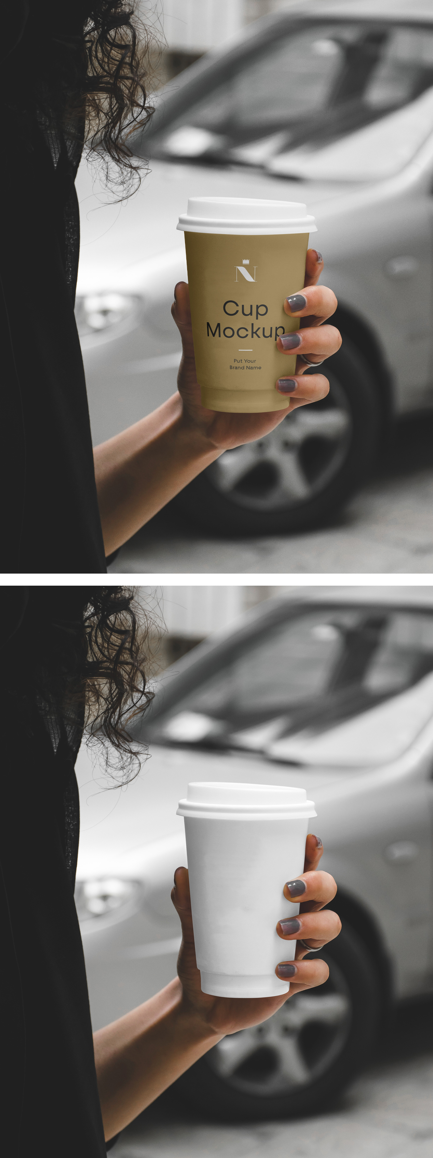 Woman Holding Cafe Cup Mockup