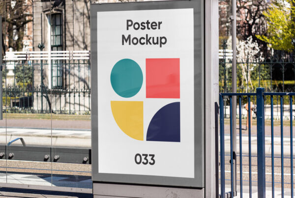 Poster on Bus Stop Mockup