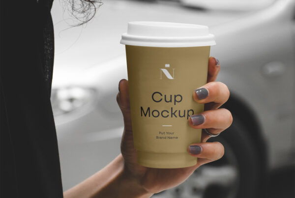 Woman Holding Cafe Cup Mockup