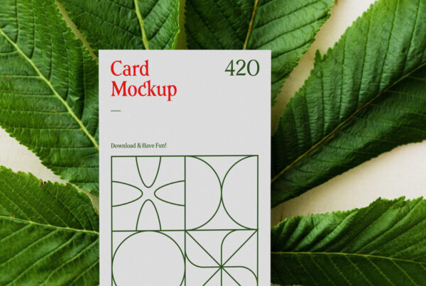 Card with Leaf Mockup