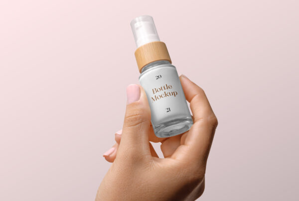 Bottle with Woman Hand Mockup