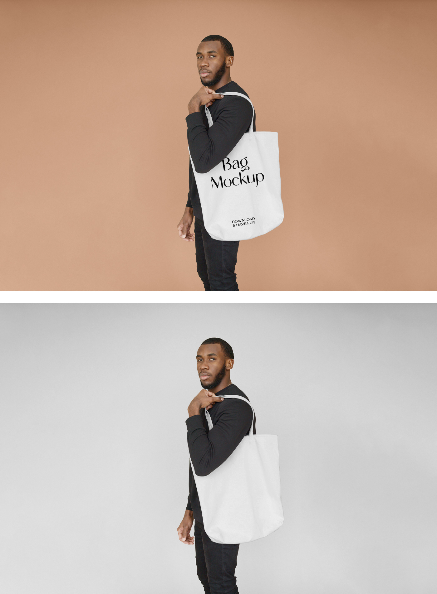 Bag with Men Mockup