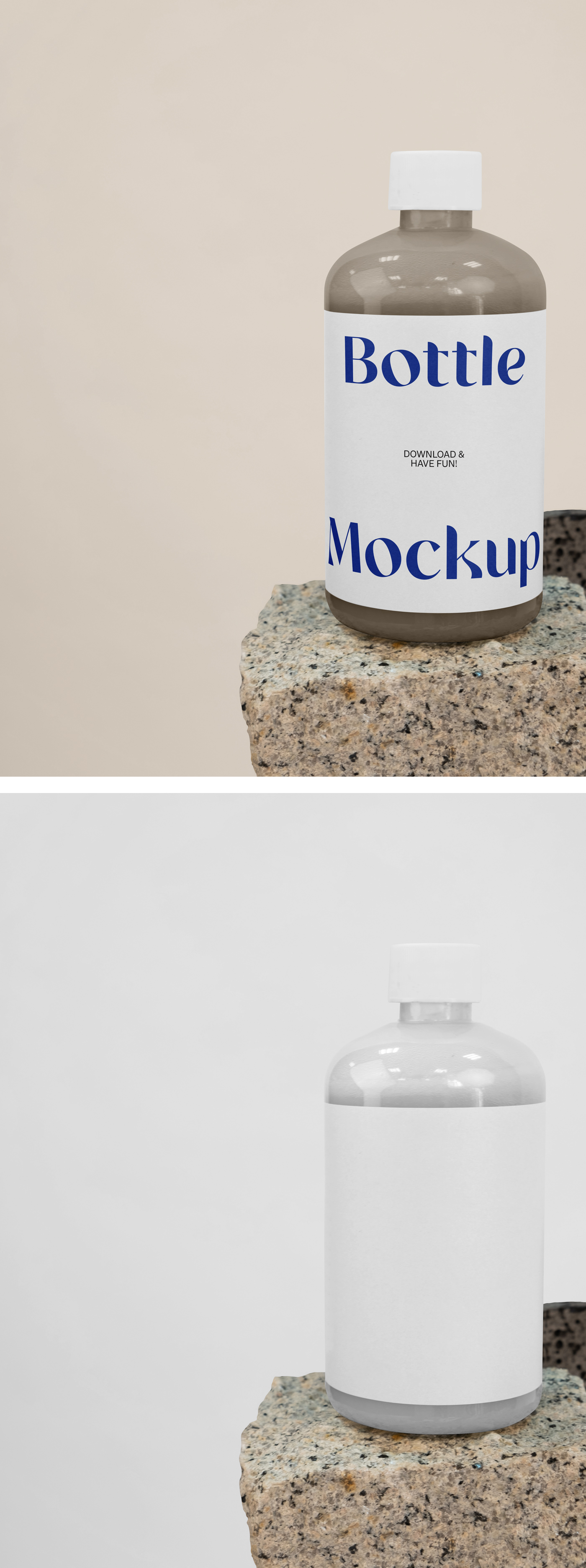 Bottle on Stone Mockup