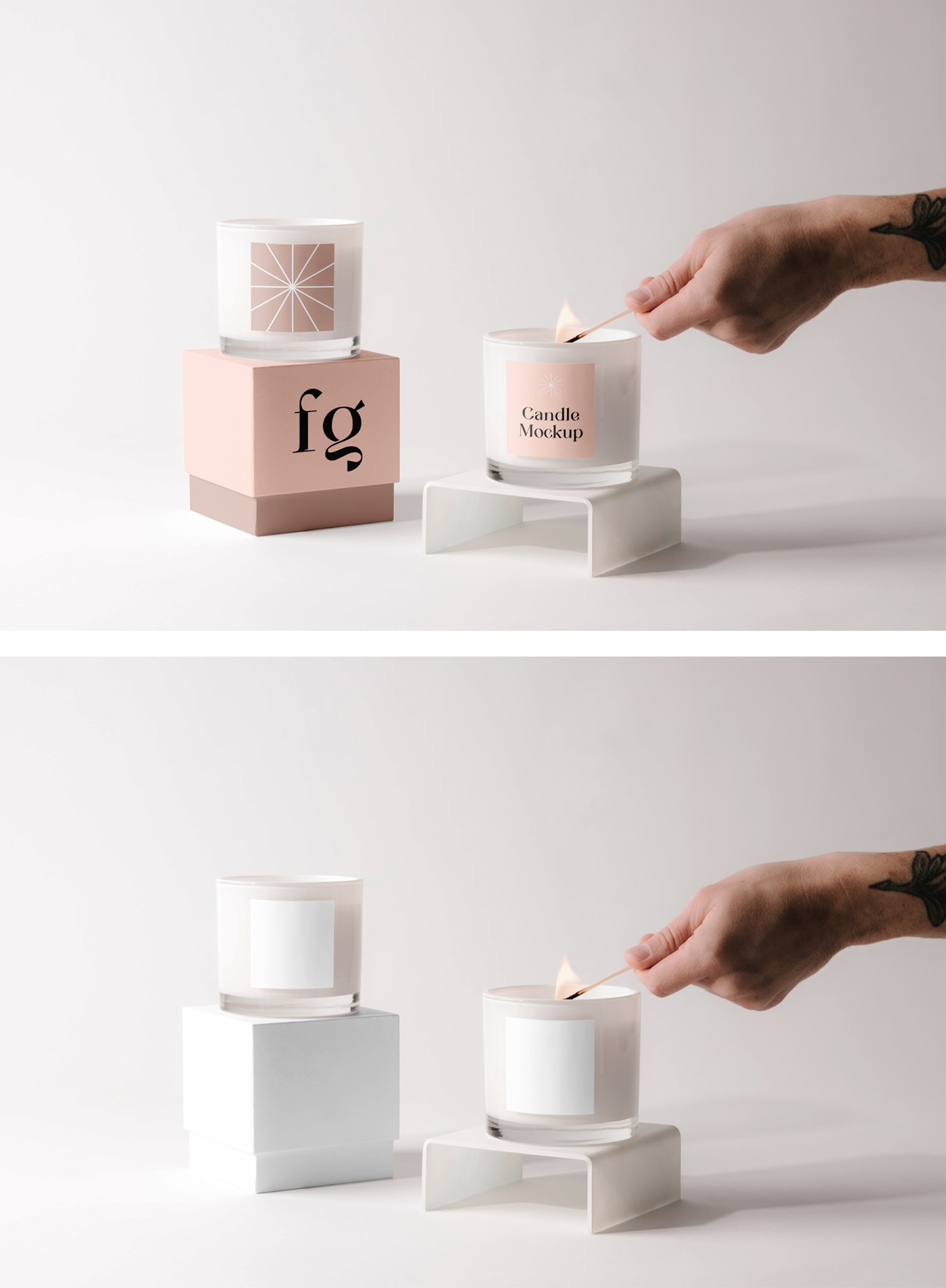 Candles with Box Mockup