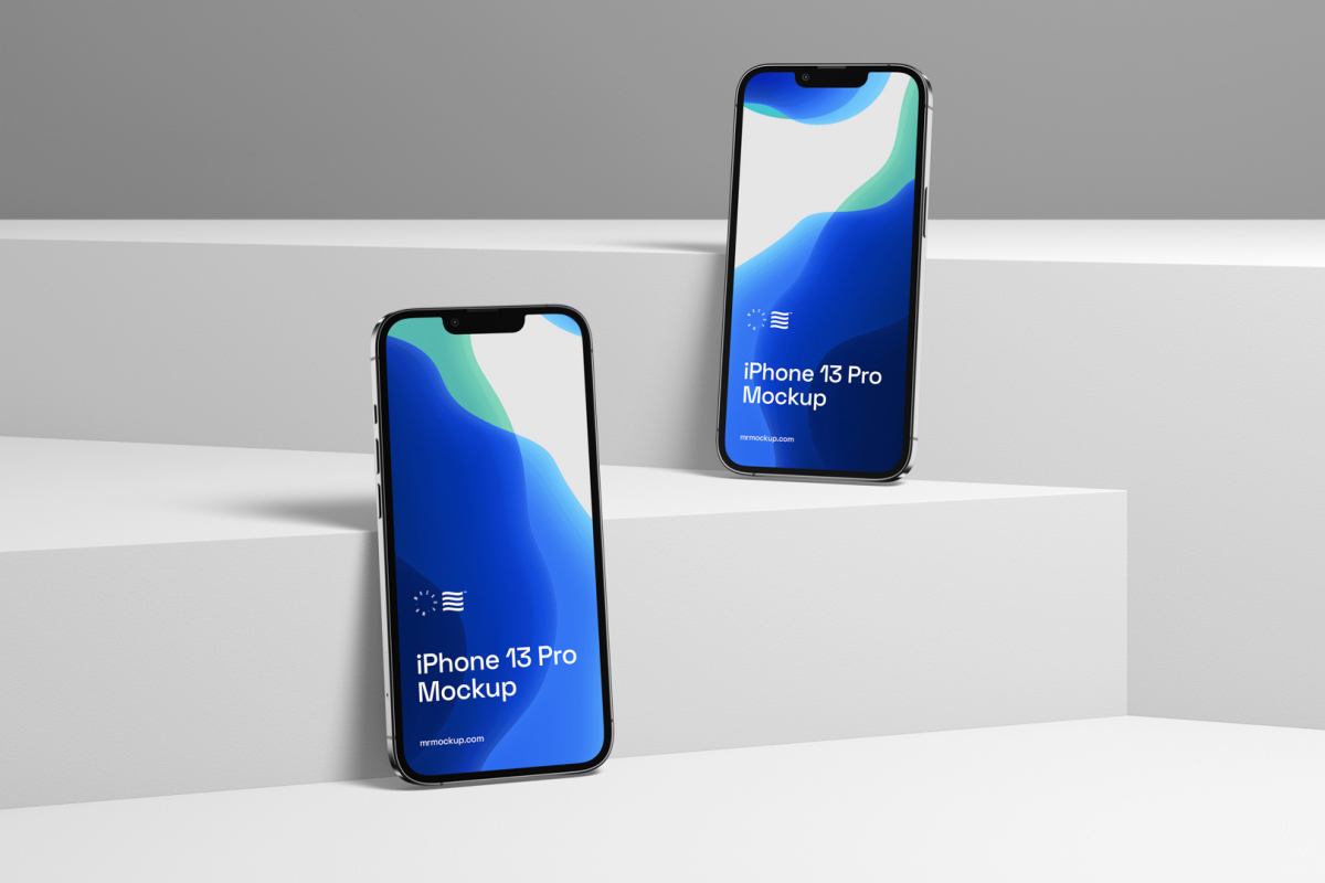 Two iPhone 13 Pro Mockups 10 IP13PM