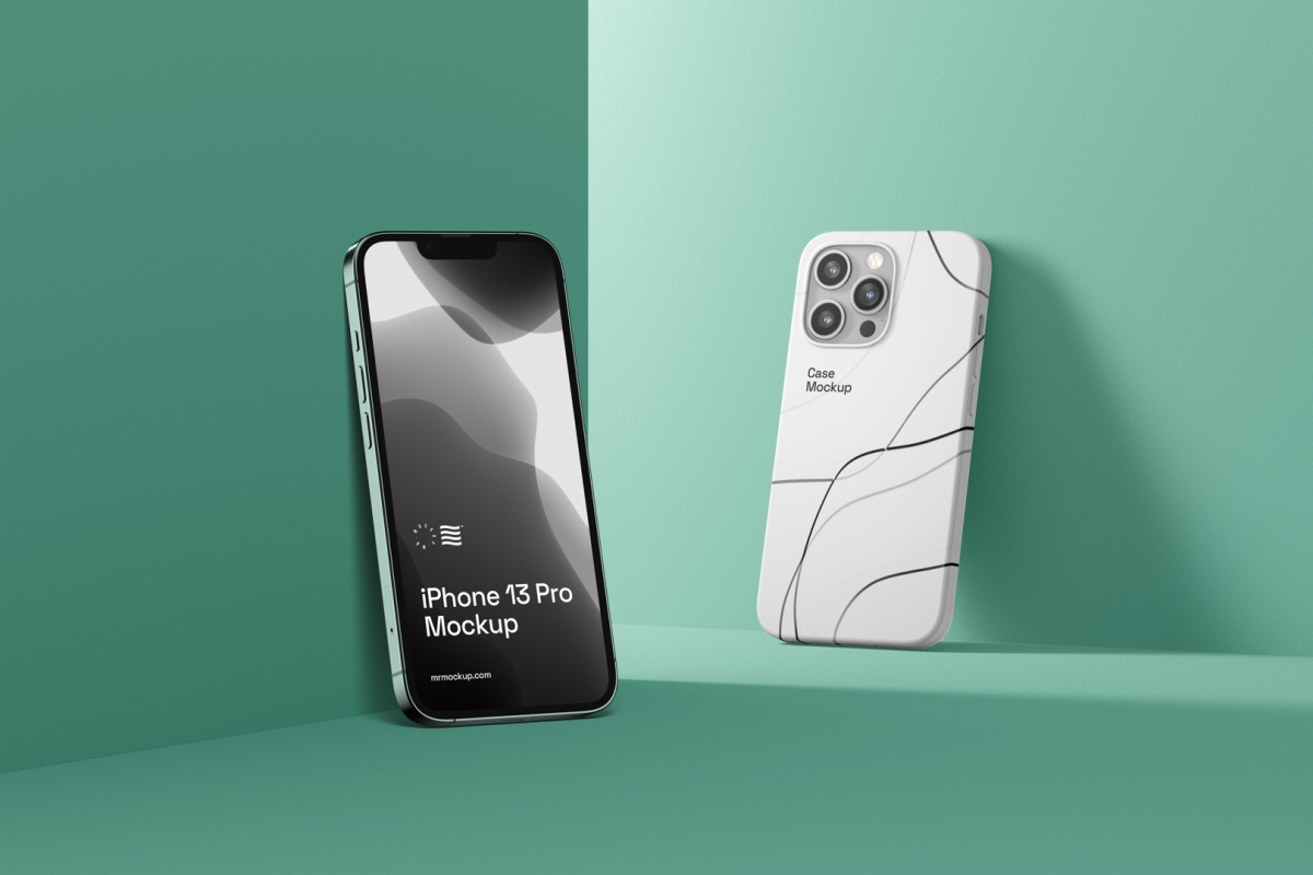 Two iPhone 13 Pro Mockups 12 IP13PM