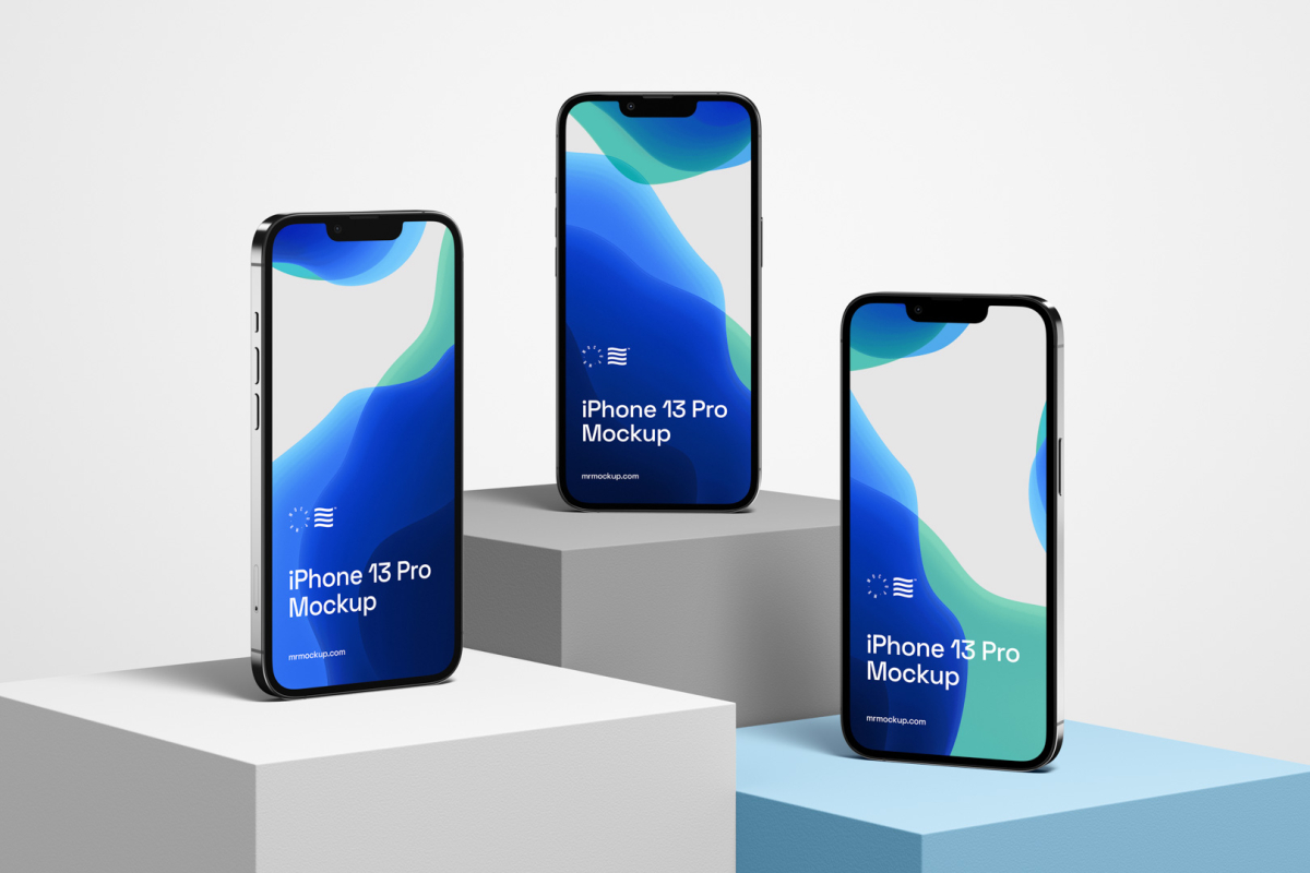 Three iPhone 13 Pro Mockups 04 IP13PM