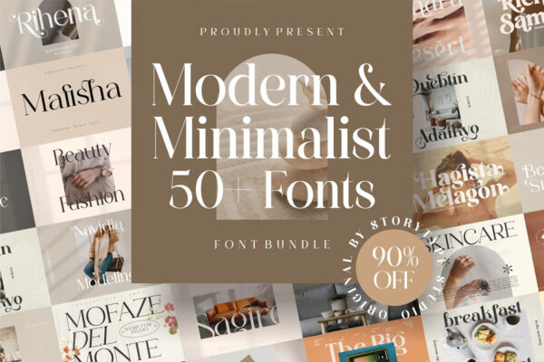 Modern Minimalist Fonts Bundle cover