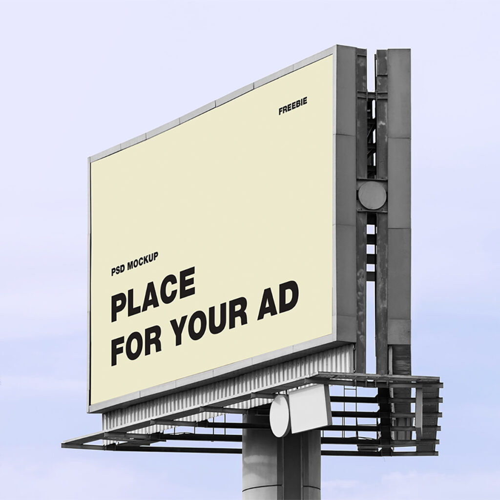 Huge city Billboard Mockup against the sky view.