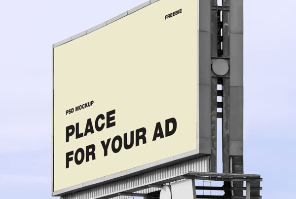 Huge city Billboard Mockup against the sky view.