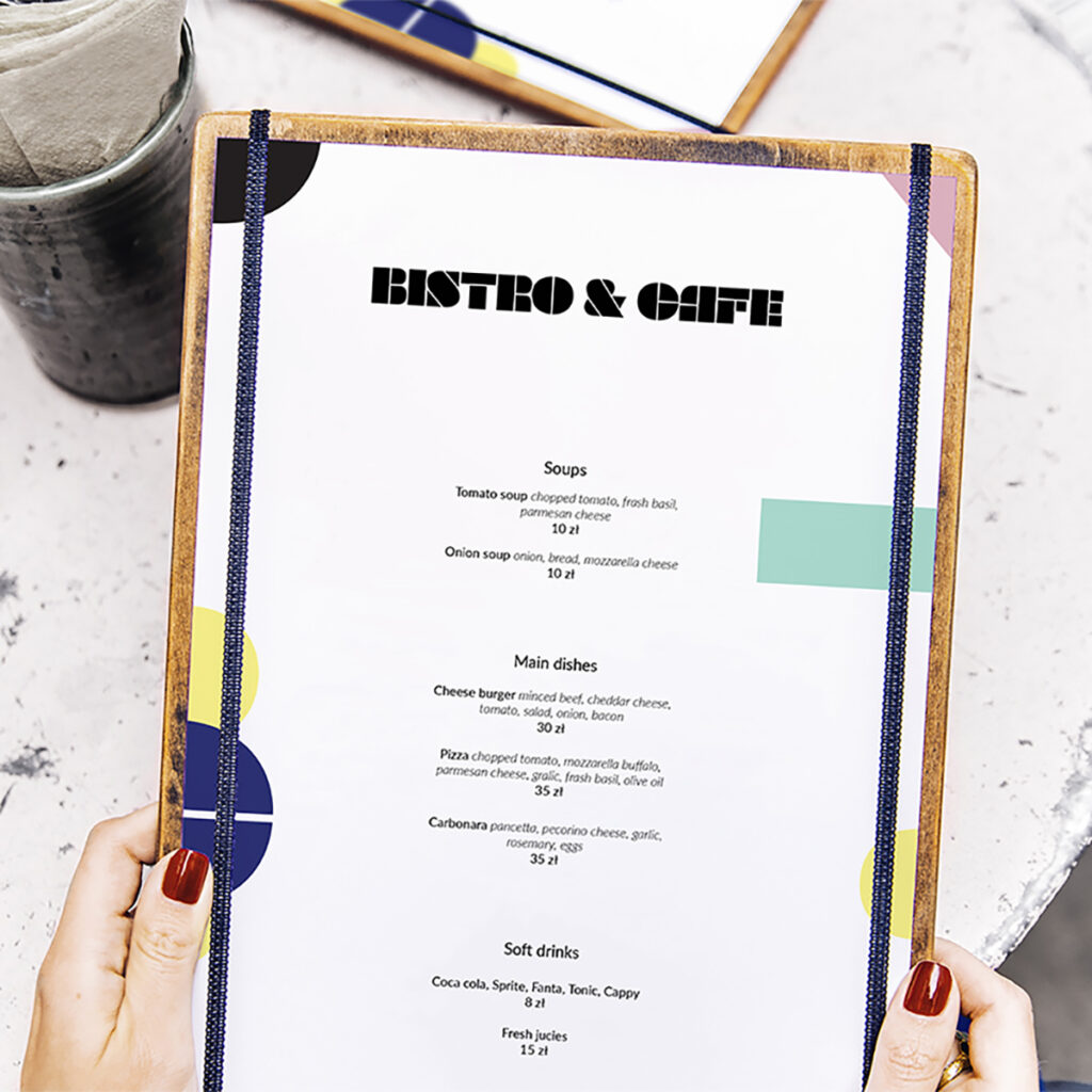 Restaurant Menu Mockup holding in women hands.