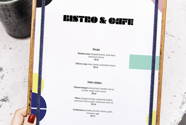 Restaurant Menu Mockup holding in women hands.