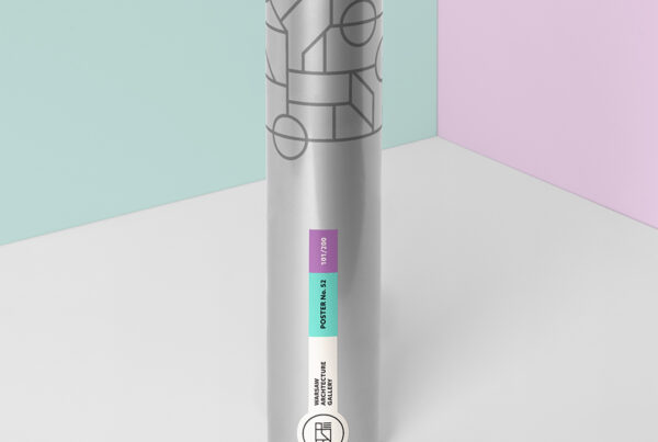 Tube Packaging Mockup standing in vertical position on the gray floor.