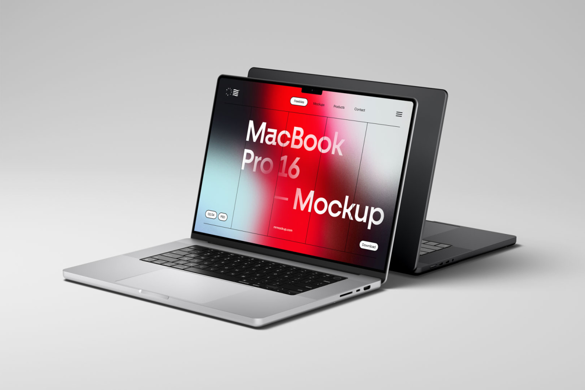Two MacBook Pro 16 Mockups 01 MBP16M