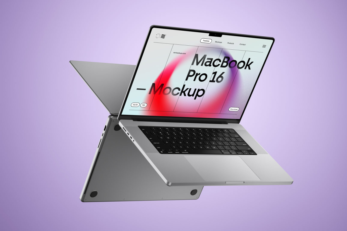Two MacBook Pro 16 Mockups 02 MBP16M