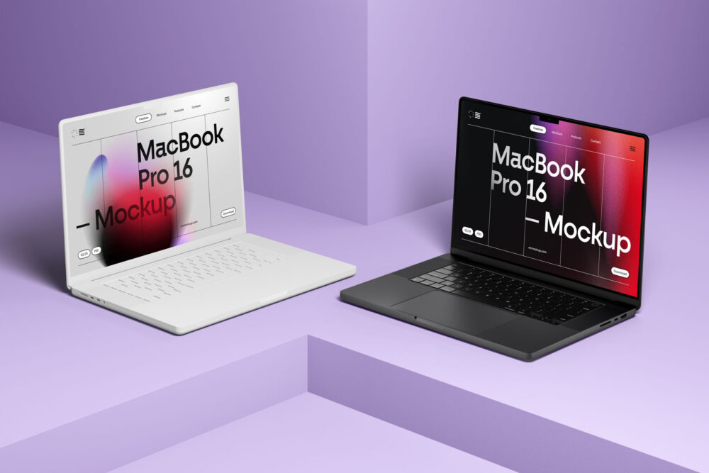 Two MacBook Pro 16 Mockups 03 MBP16M