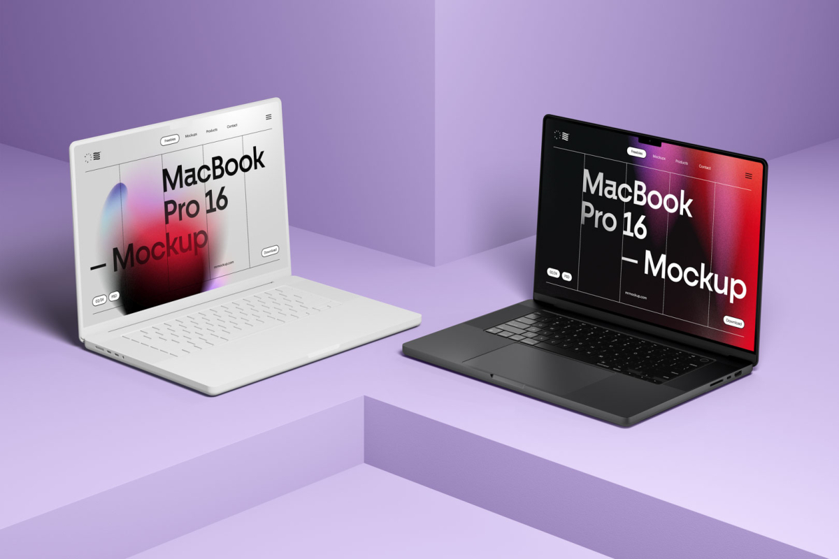 Two MacBook Pro 16 Mockups 03 MBP16M