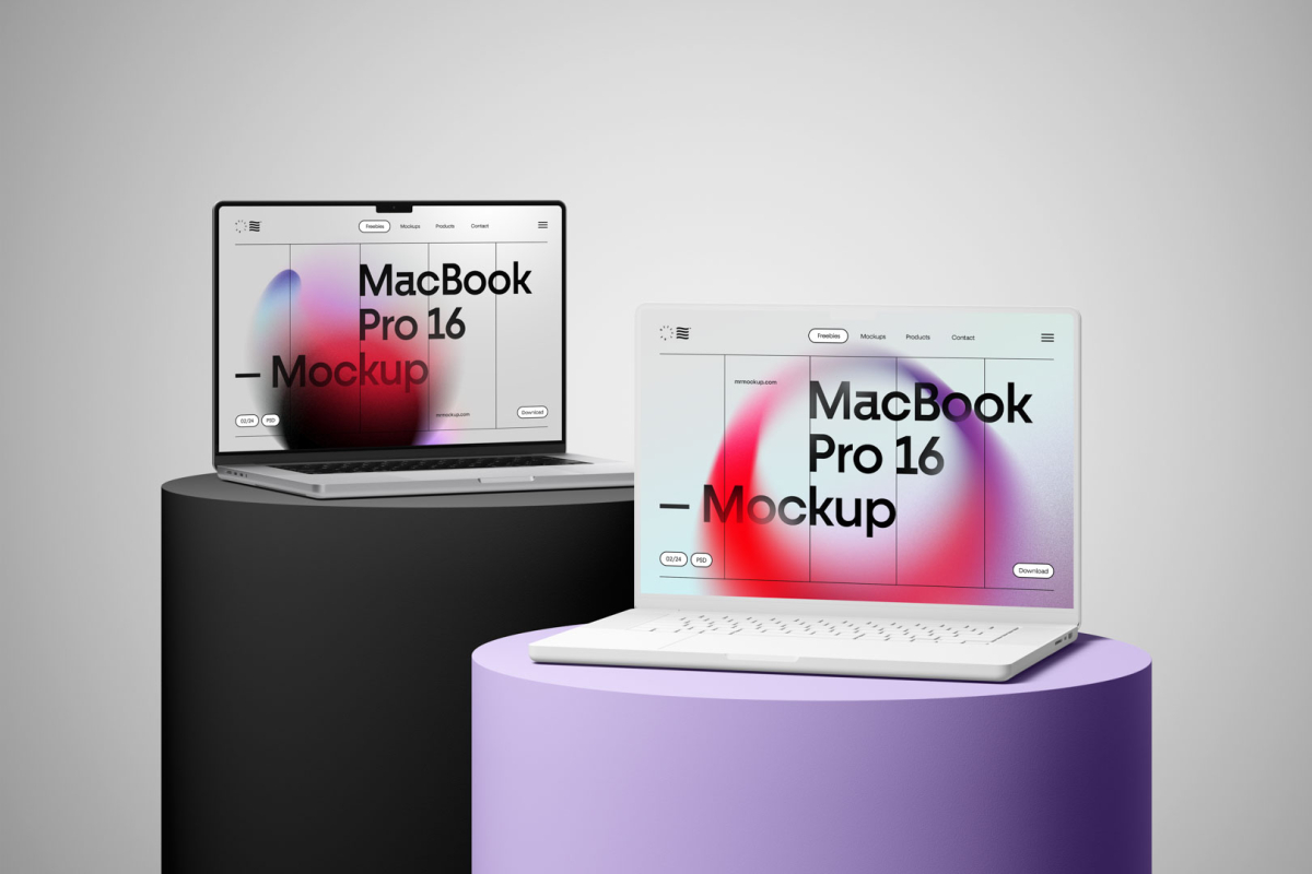 Two MacBook Pro 16 Mockups 04 MBP16M