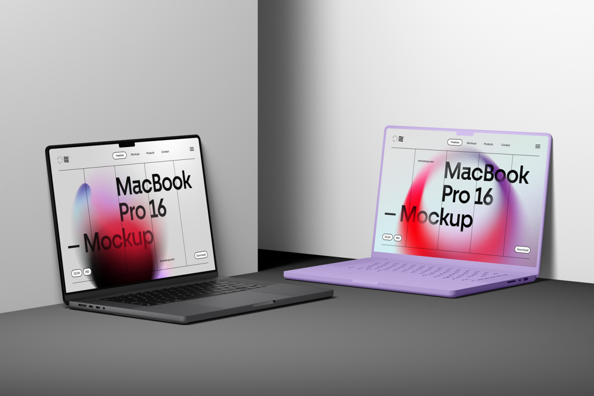 Two MacBook Pro 16 Mockups 05 MBP16M
