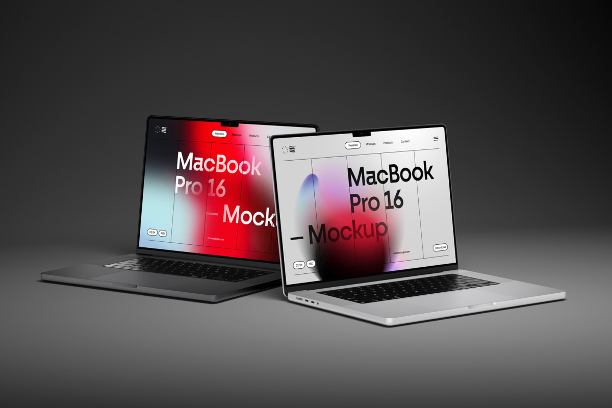 Two MacBook Pro 16 Mockups 08 MBP16M