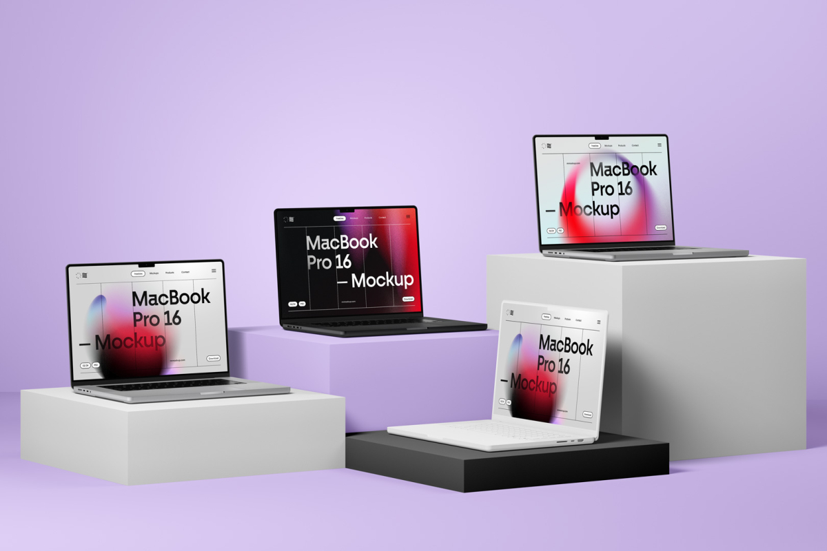 Four MacBook Pro 16 Mockups MBP16M