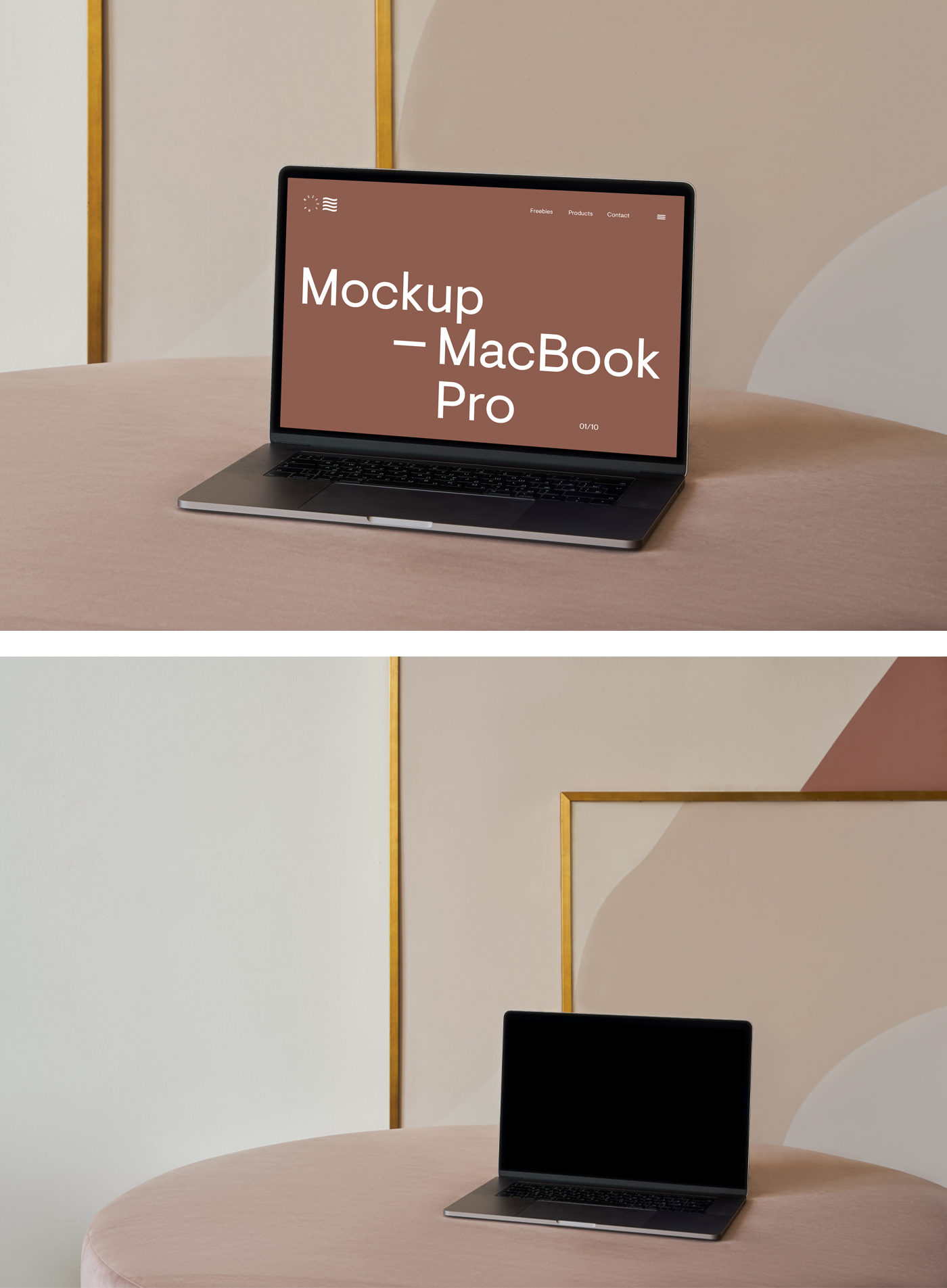 沙发模型上的 MacBook Pro