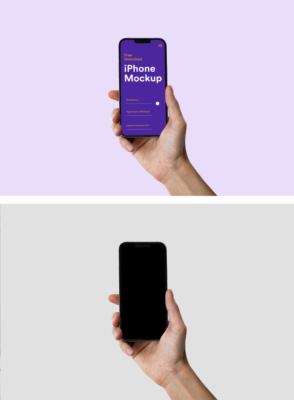 Hand Holding iPhone Mockup — Mr.Mockup
