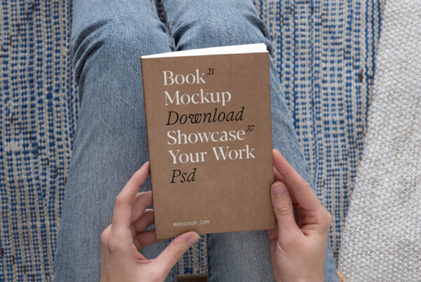 Book cover mockup in women's hands.