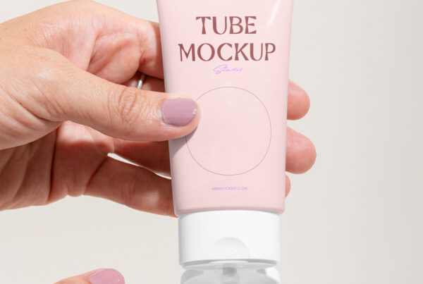 Beauty tube mockup in woman's hands