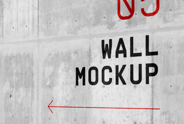 Concrete wall wayfinding mockup in natural color.