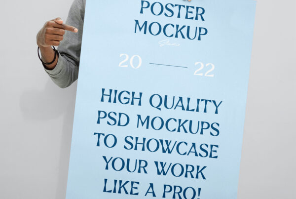 Huge poster mockup in man's hands.