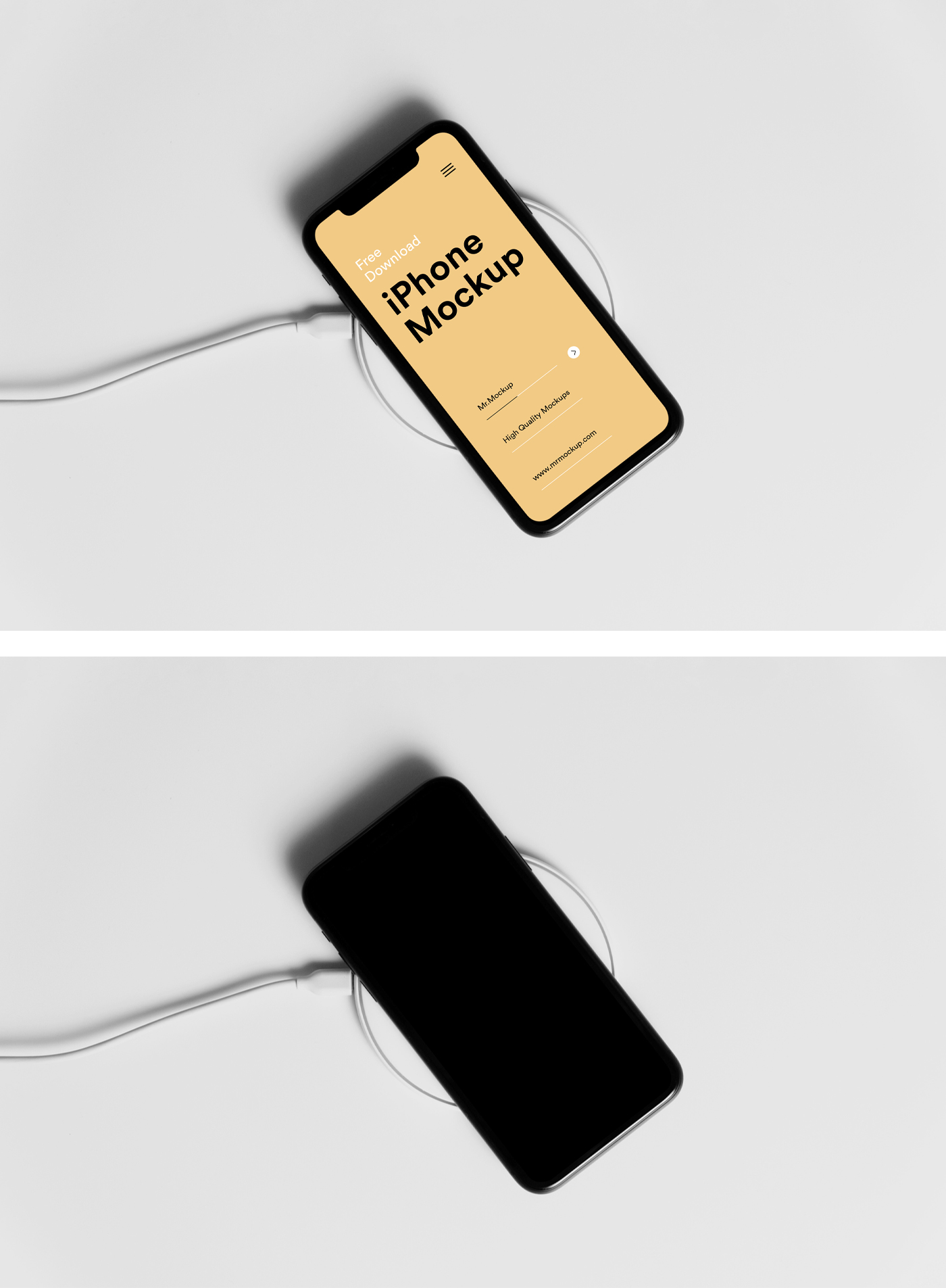 iPhone on Charger Mockup — Mr.Mockup