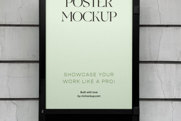 The poster mockup on the building elevation wall.
