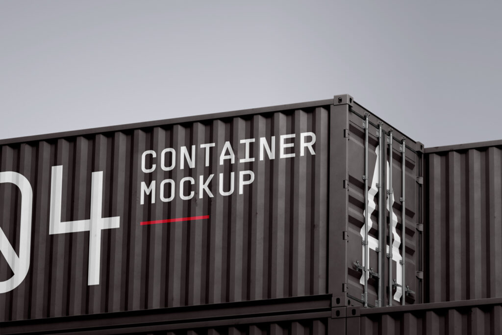 Black containers mockup in docks.