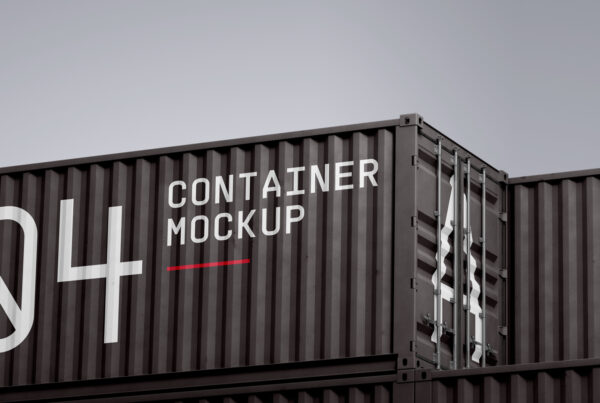 Black containers mockup in docks.