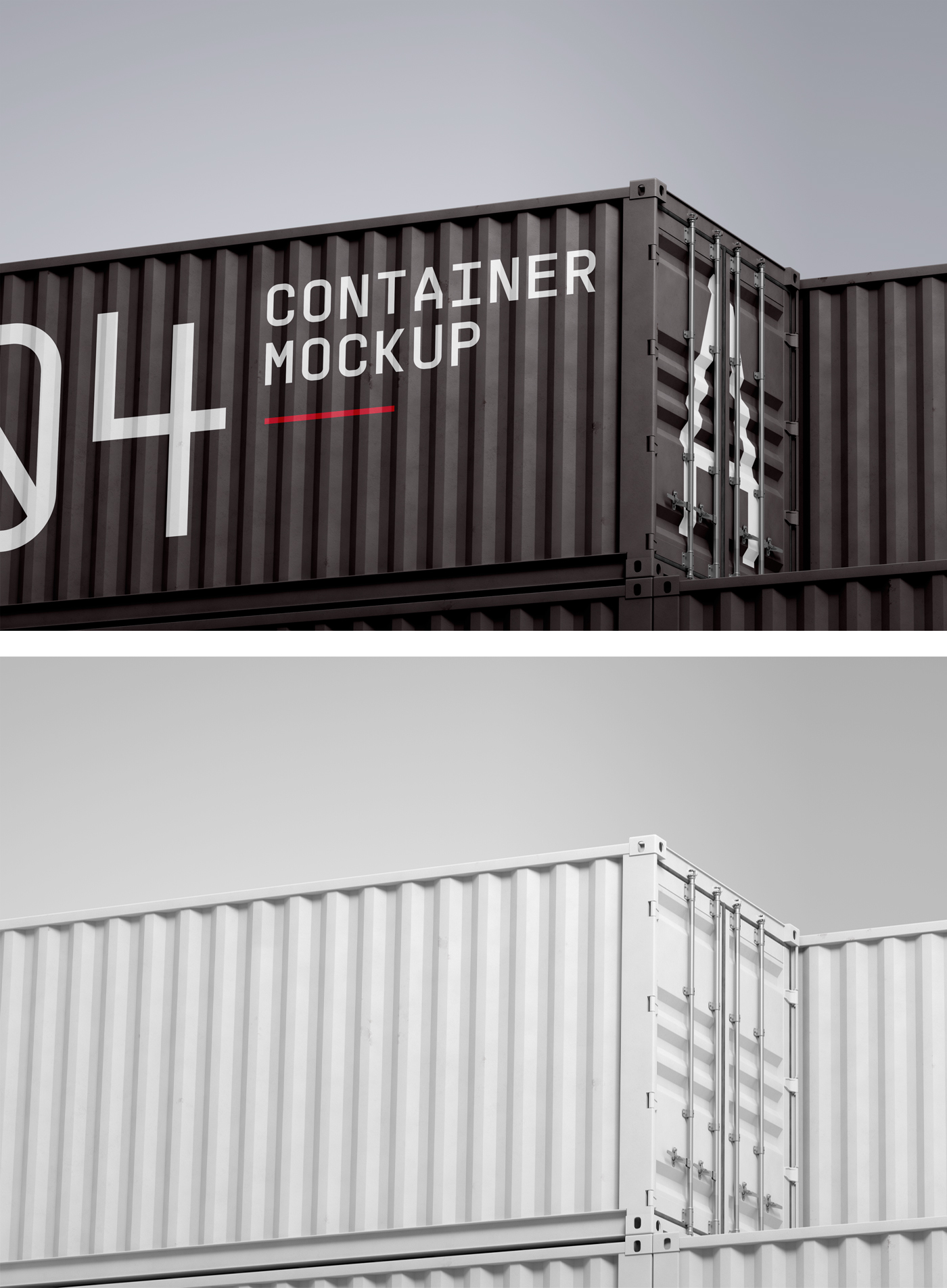 White containers mockup in docks.
